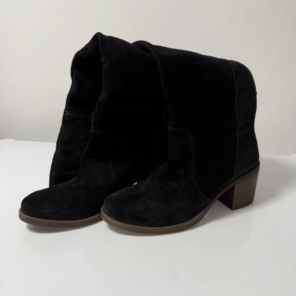 Lucky Brand Black Suede Tall Heeled Boots